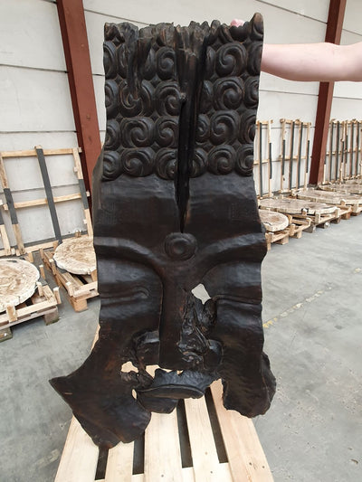 Groot buddha masker voor wanddecoratie gemaakt van oud teakhout